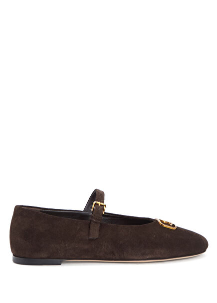 Mary Jane Brown Women's Suede Ballet Flats