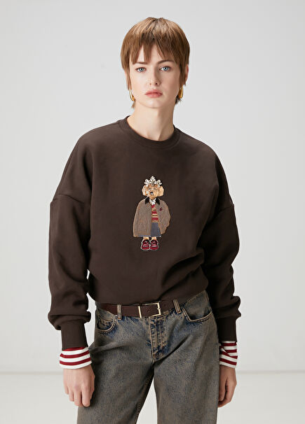 Brown Dog Embroidered Sweatshirt