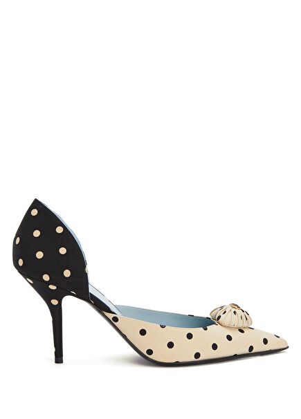 D'Orsay Black And White Silk Heels