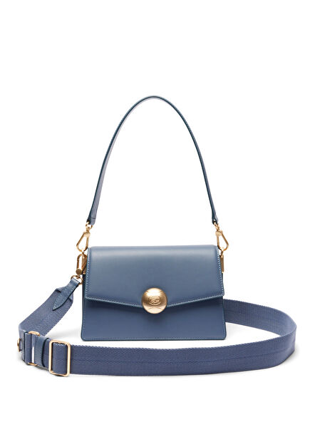 Tennis Bliss Mavi Deri Kadın Omuz Çantası