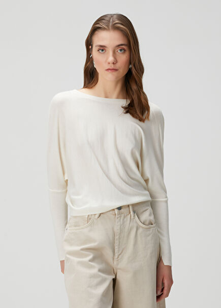 Julieana Wrap White Wool Sweater