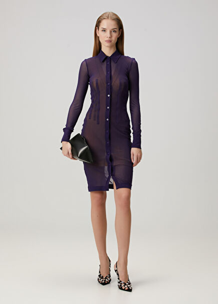 Purple Mini Shirt Dress