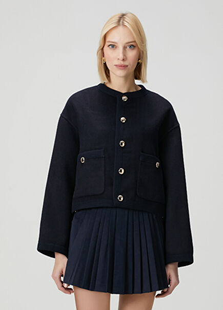 Navy Blue Wool Jacket