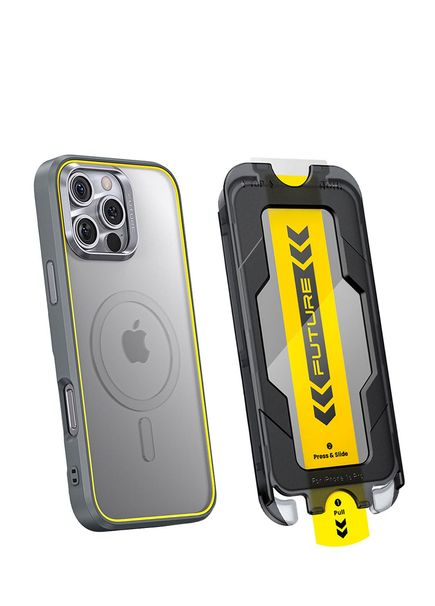 The Future Iphone 16 Pro Natural Titanium Clear Phone Case with Tempered Glass Protection