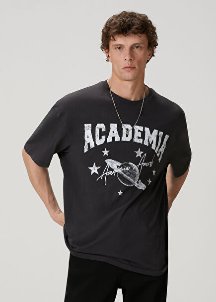 Antrasit Konser Tema Baskılı T-shirt