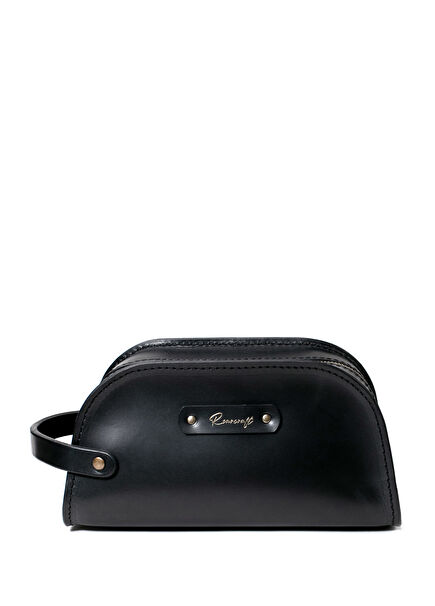 Black Leather Personal Care Bag