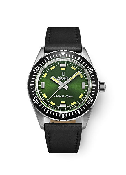 Antarctic Diver Green - No Date 32059A17 Siyah Deri Erkek Kol Saati