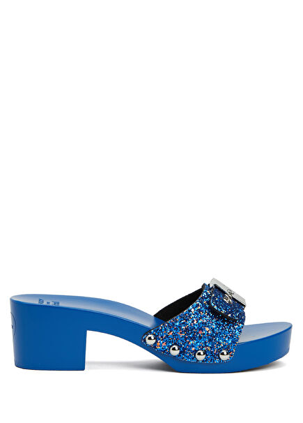 Kj Loves Blue Glitter Textured Women's Slippers