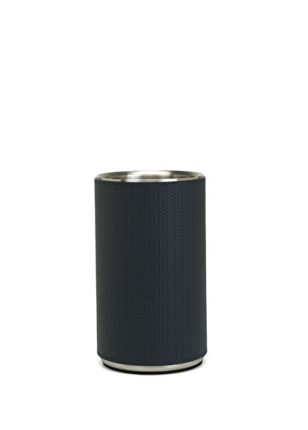 Navy Blue Cylindrical Leather Bottle Cooler
