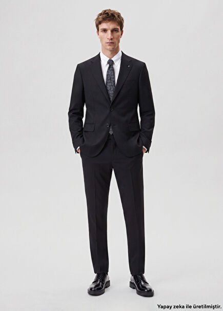 Black Wool Thin Classic Suit
