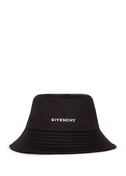 Siyah Logo Nakışlı Erkek Bucket Şapka