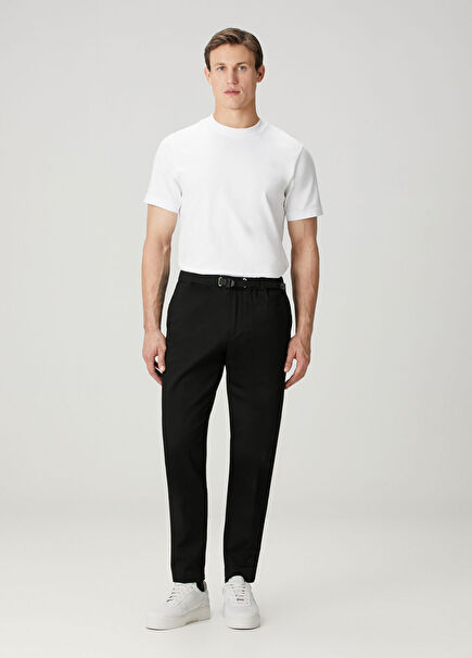 Siyah Beli Kemerli Pantolon