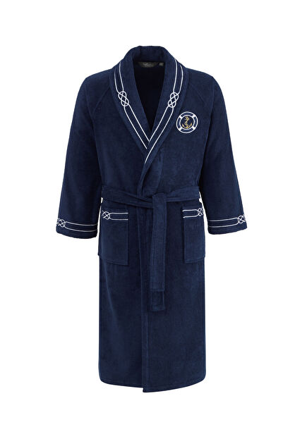 Marine Man Lacivert Pamuklu Erkek Bornoz