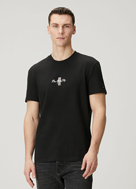 Regular Fit Sign Block Siyah T-shirt