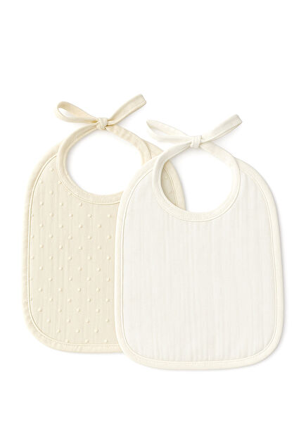 Petit Cream Cotton Baby 2-Piece Bib Set