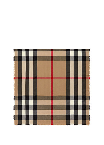 Check Bej Kaşmir Kadın Atkı