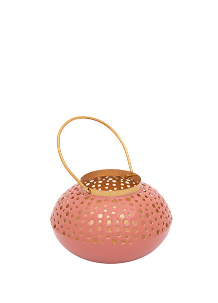 Pink Brass Lantern 17 cm