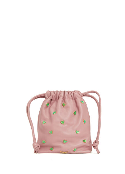 Çok Renkli Ağzı Büzgülü Kadın Deri Çanta