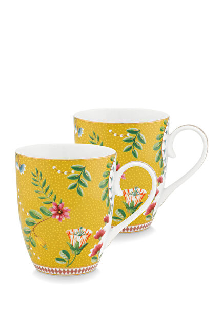 La Majorelle Sarı 2li Büyük Porselen Kupa Seti