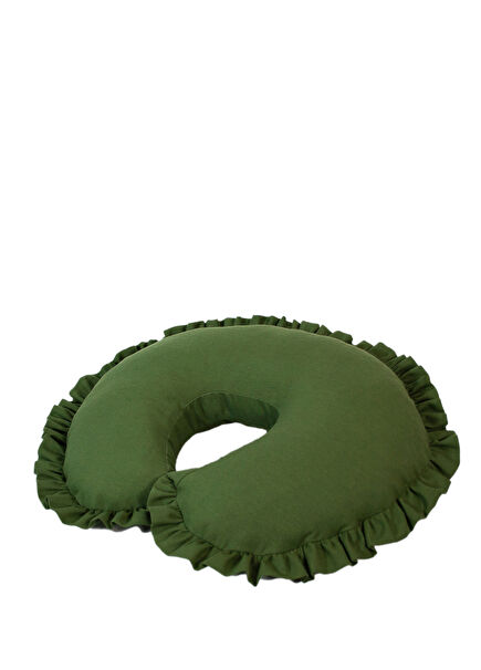 Pine Green Cotton Ruffled Nursing Pillow