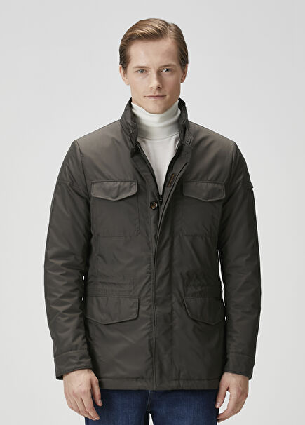 Leonardo Koyu Yeşil Kapüşonlu Kaban