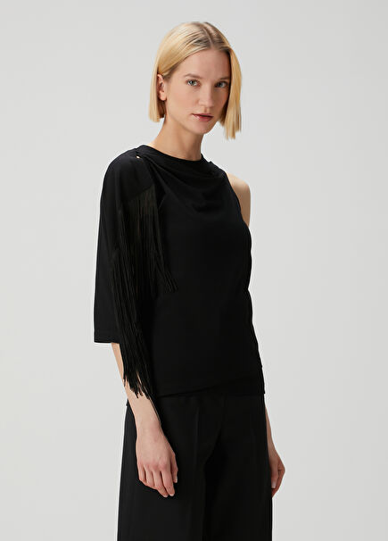 Black Draped Blouse