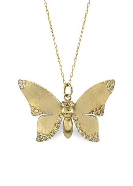 Diamond Butterfly 14 Karat Gold Women's Necklace