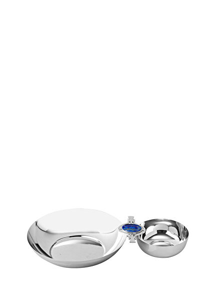 Elio 2-Piece Round Silver Plated Snack Holder