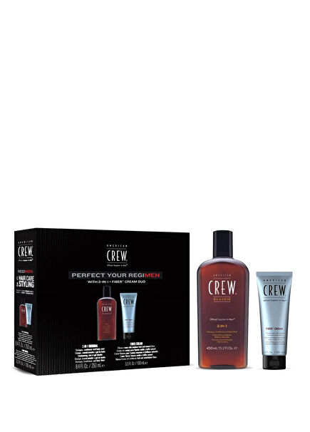 Crew Regimen 3in1 Classic Şampuan 250 ml + Fiber Cream Duo Saç Şekillendirici Krem 100 ml Erkek 2'li Saç Bakım Seti