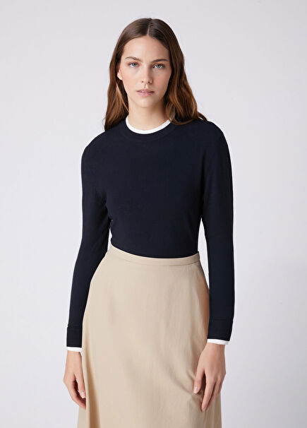 Navy Blue White Sweater