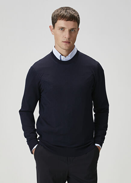 Navy Blue Wool Sweater