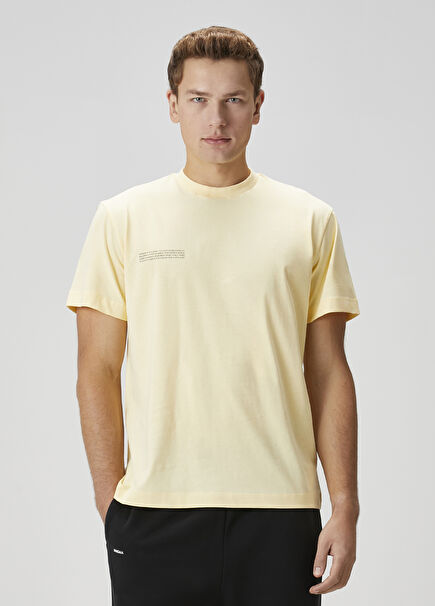 Sarı Logo Baskılı Organik Pamuk T-shirt