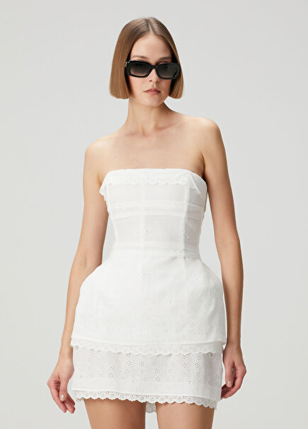 White Strapless Corset Blouse