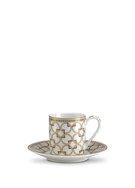 Deco Geometrik Desenli 2'li Porselen Kahve Fincanı Seti