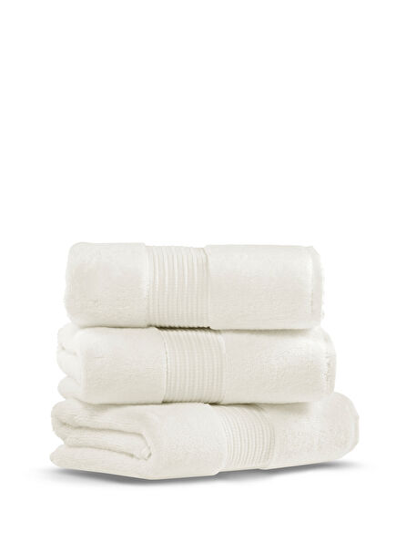 Chicago Fibrosoft® Ivory Pamuklu Tekli Yüz Havlusu 50 x 90 cm