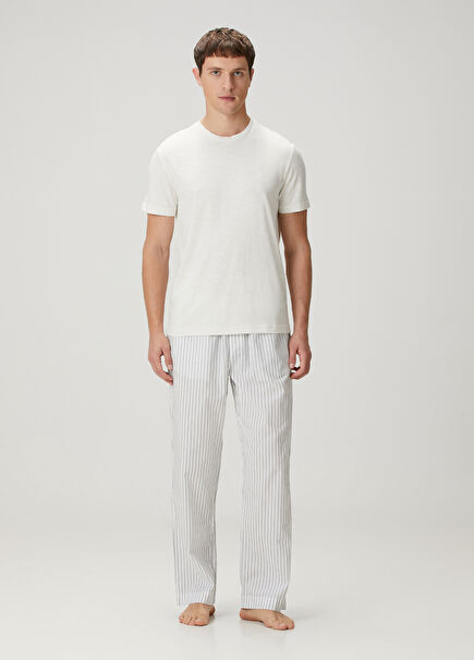 Blue And White Striped Pyjama Bottoms