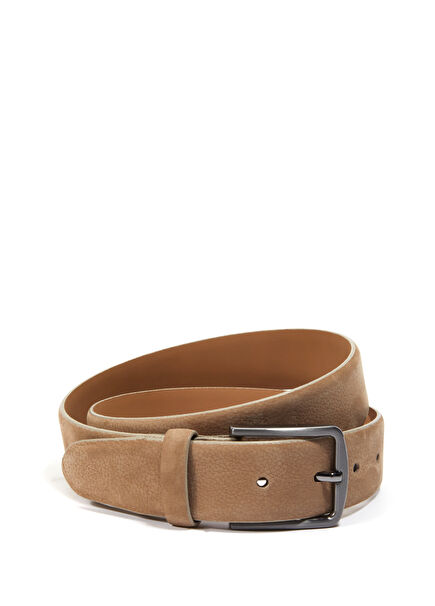 Beige Men's Nubuck Belt