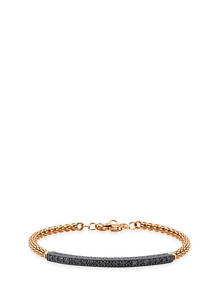 Black Diamond 18K Gold Unisex Handcuff Bracelet