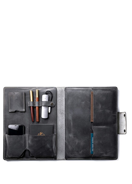 Antique Gray MacBook Air 15" Leather Case Organizer