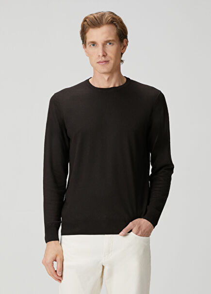 Koyu Kahverengi Yün Kazak