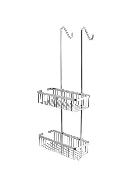 Krom Dikdörtgen 2'li Askılı Duş Rafı 