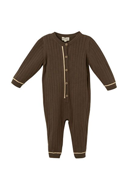 Kahverengi Organik Pamuk Fitilli Erkek Bebek Tulum