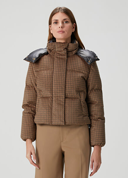 Quierzy Brown Patterned Puffer Coat