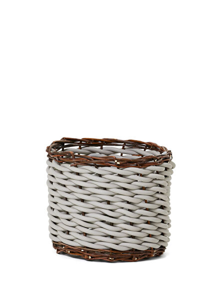 Twig Ekru Örgü Dokulu Hasır Sepet