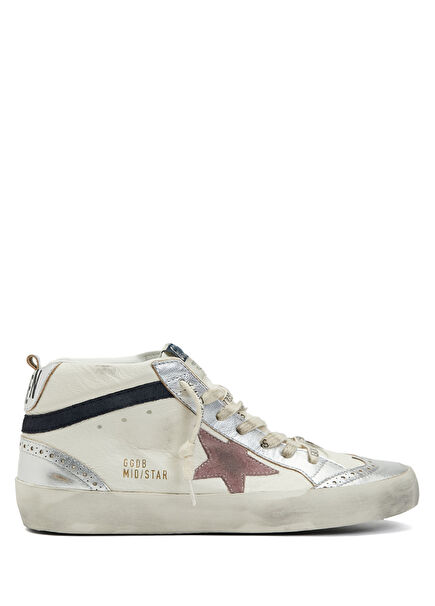 Mid Star White Lilac Womens Leather Sneakers