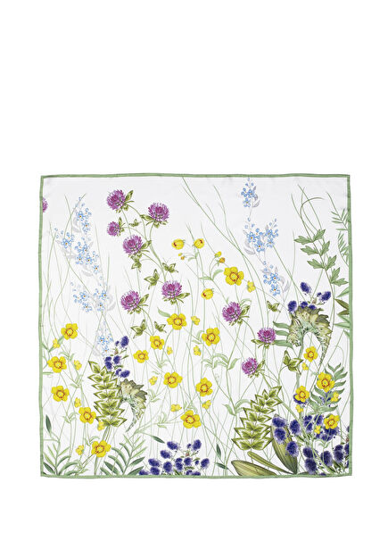 Meadow Blossom Breeze 100% Silk Scarf 90x90 cm