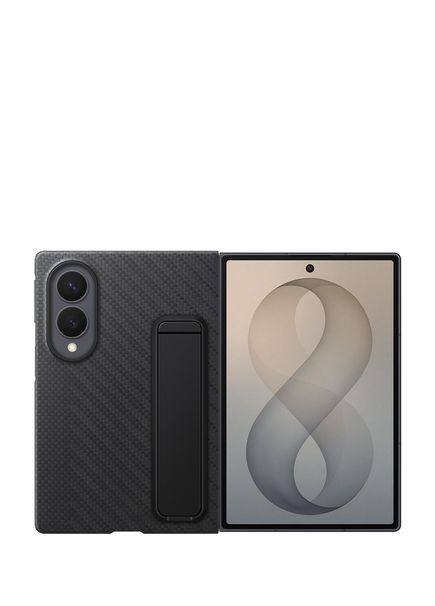 Galaxy Z Fold8 Standlı Karbon Siyah Telefon Kılıfı