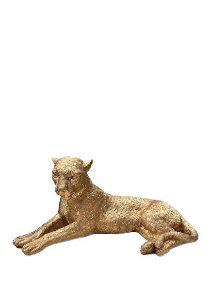Golden Colored Decorative Panther Object 39x18 cm