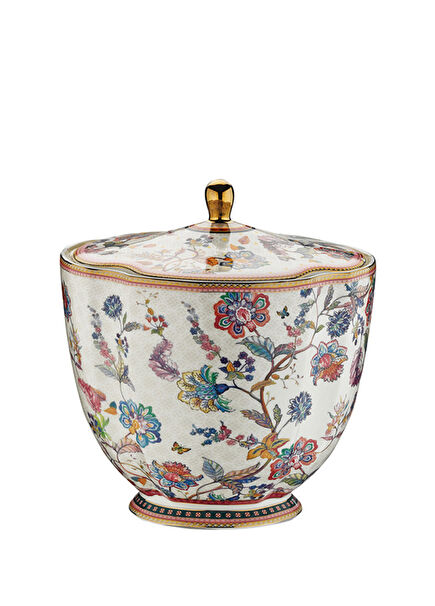 Serenity Renkli Desenli Bone Porselen Büyük Boy Kavanoz