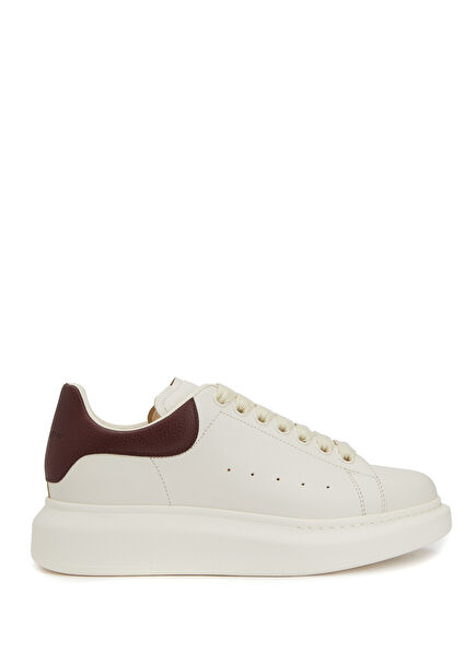 Oversized White Burgundy Women's Leather Sneakers